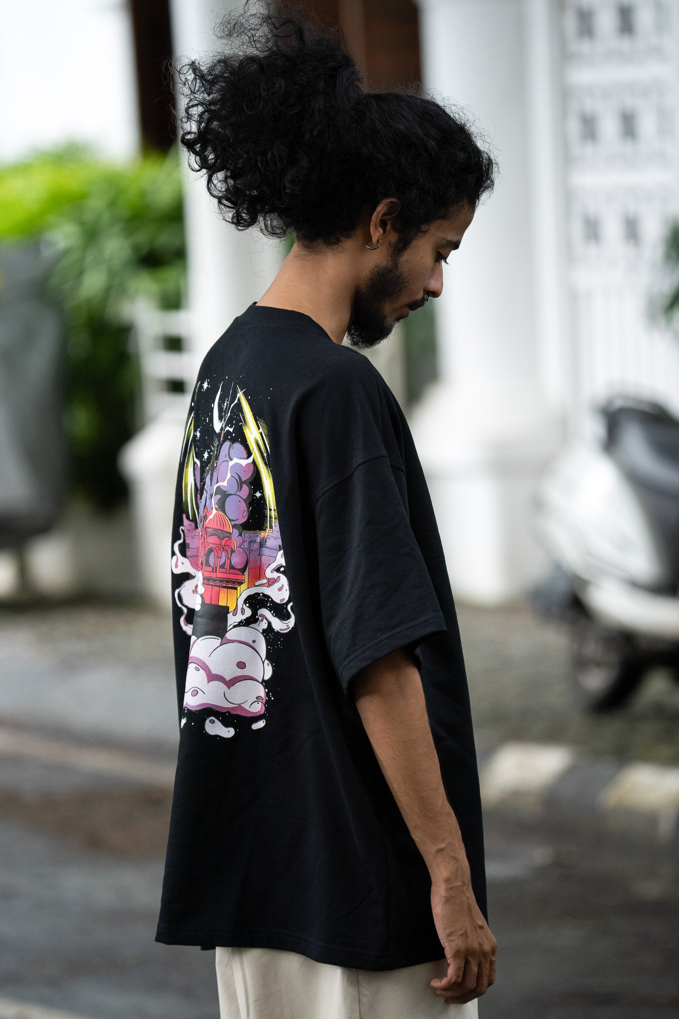 OVER SIZE  BLACK T SHIRT ON SHIVA PRINT