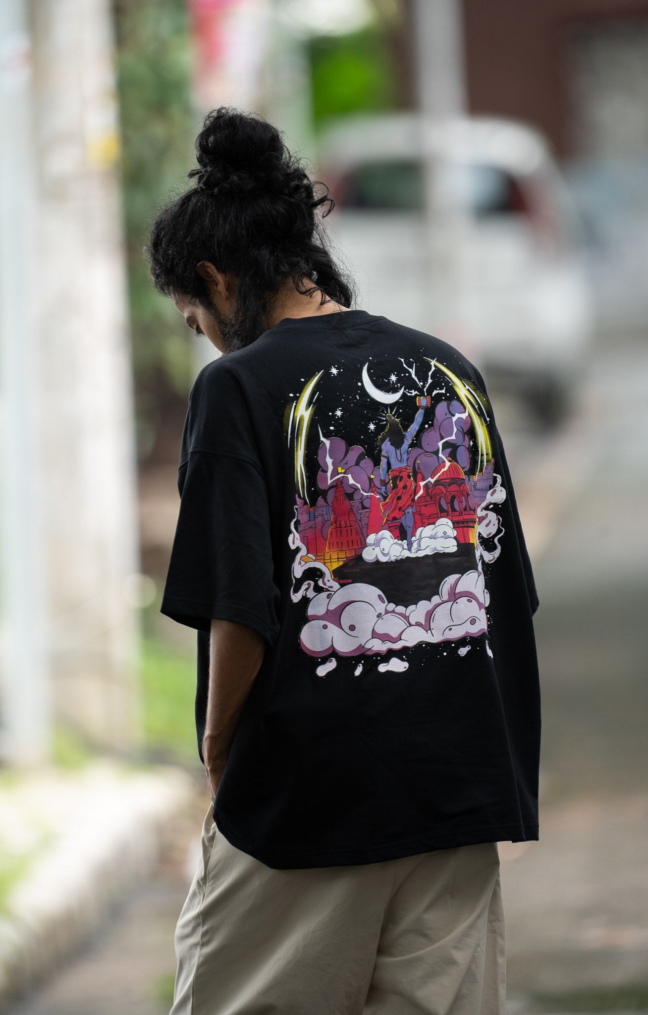 OVER SIZE  BLACK T SHIRT ON SHIVA PRINT